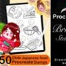 50 японская еда в стиле чиби штампы Procreate